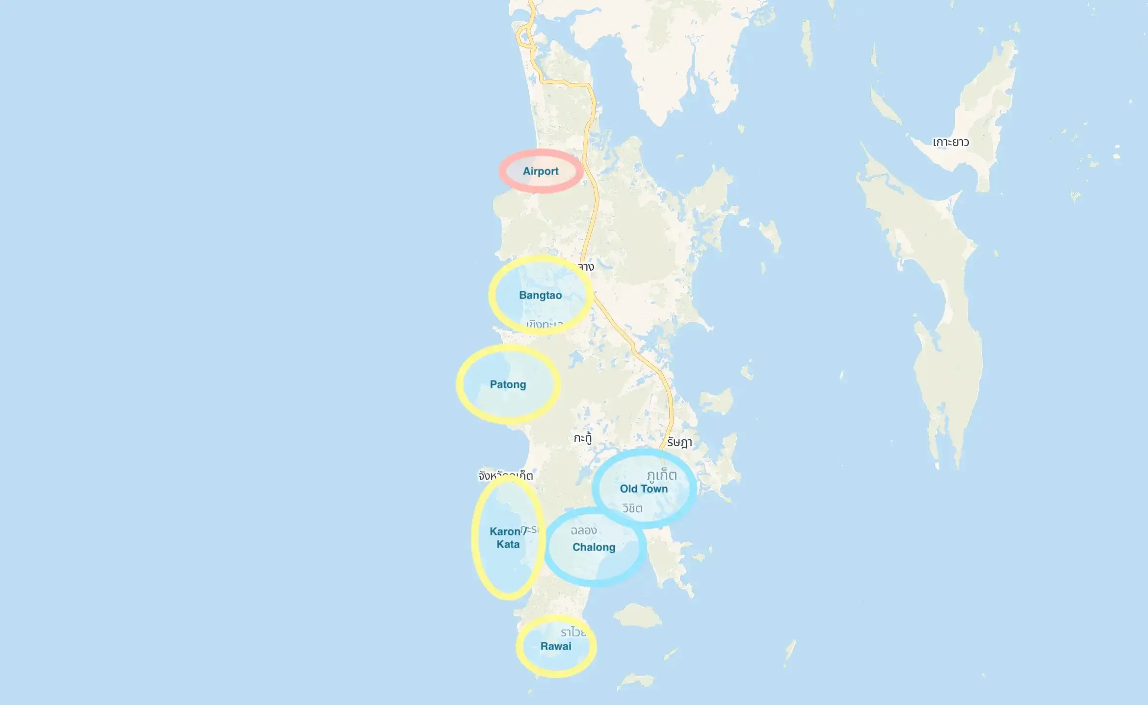 Map of Phuket island